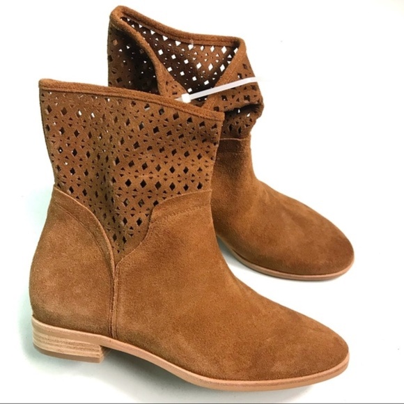 Michael Kors Cognac Cut-out Suede Ankle Boots Sz 6 - Picture 1 of 8
